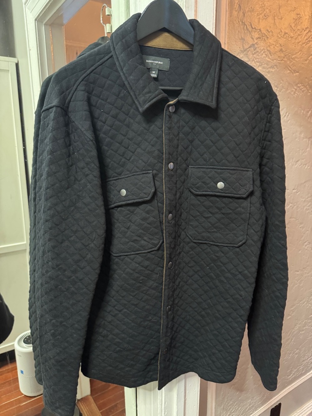 Banana Republic Black Quilted Shirt Jacket